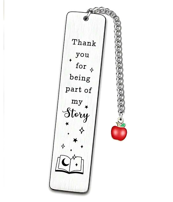 Stainless steel engraved bookmark - apple