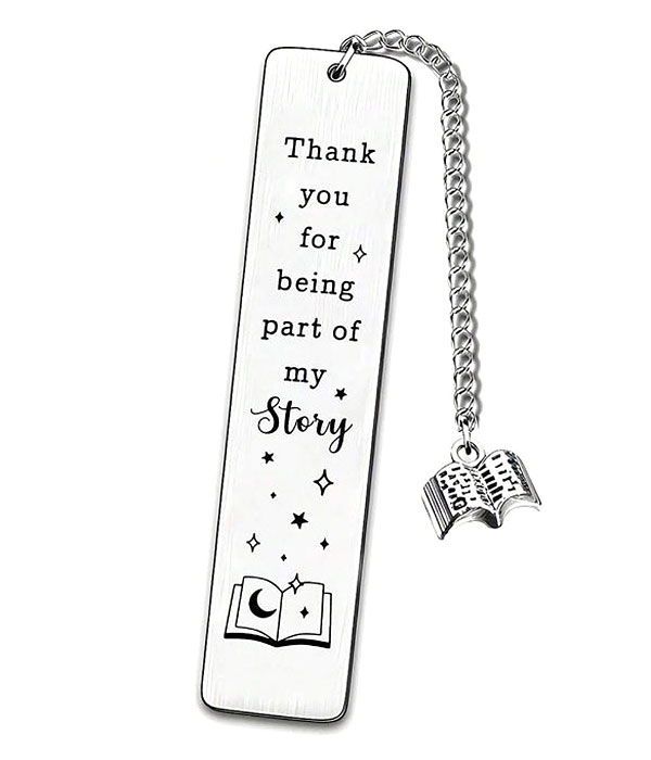 Stainless steel engraved bookmark - book