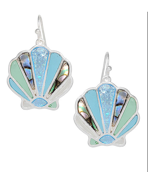 Sealife theme abalone and window epoxy earring - shell