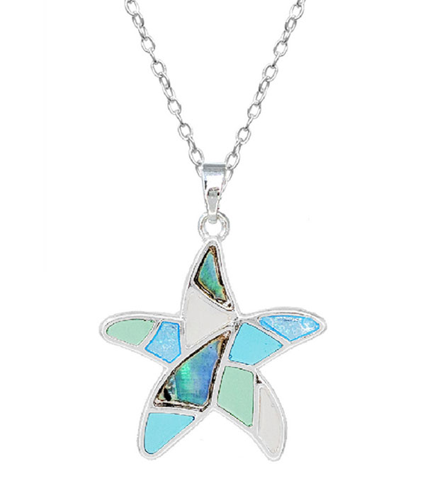 Sealife theme abalone and window epoxy neckelace - starfish