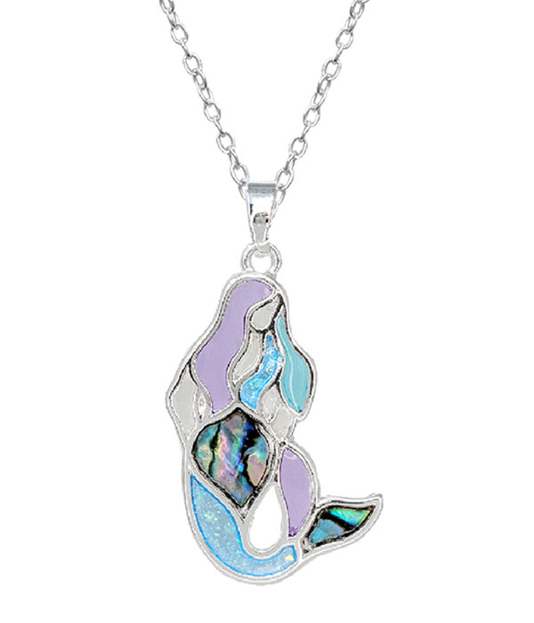 Sealife theme abalone and window epoxy neckelace - mermaid