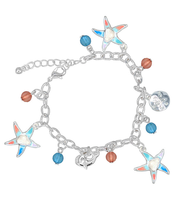 Sealife theme multi charm bracelet - starfish