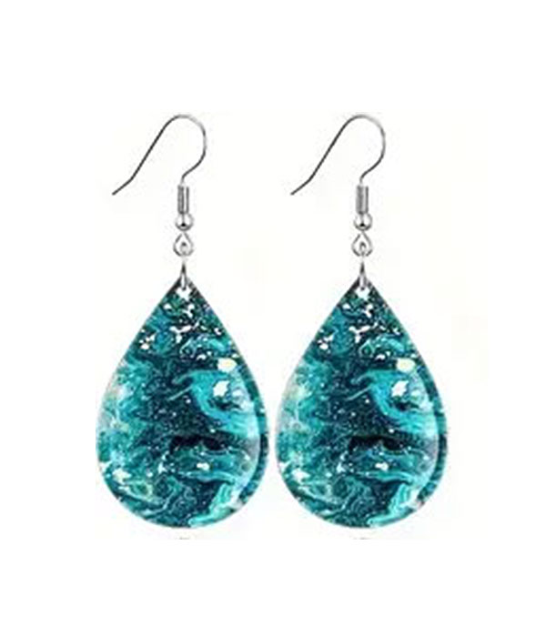 Summer theme acrylic teardrop earring - ocean