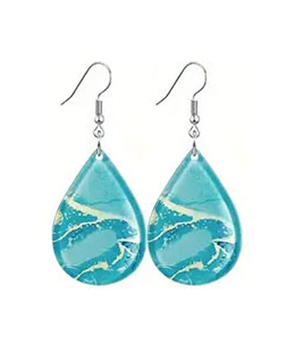 Summer theme acrylic teardrop earring - ocean