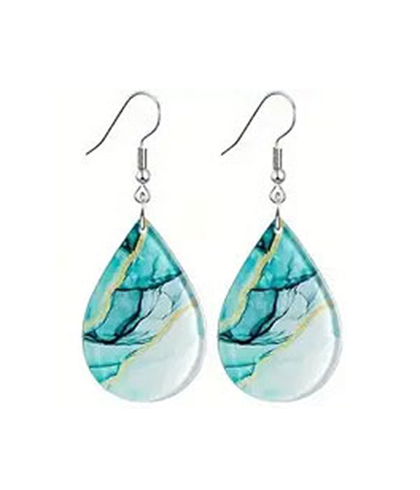 Summer theme acrylic teardrop earring - ocean