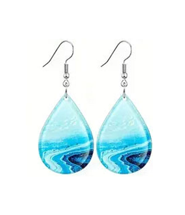 Summer theme acrylic teardrop earring - ocean