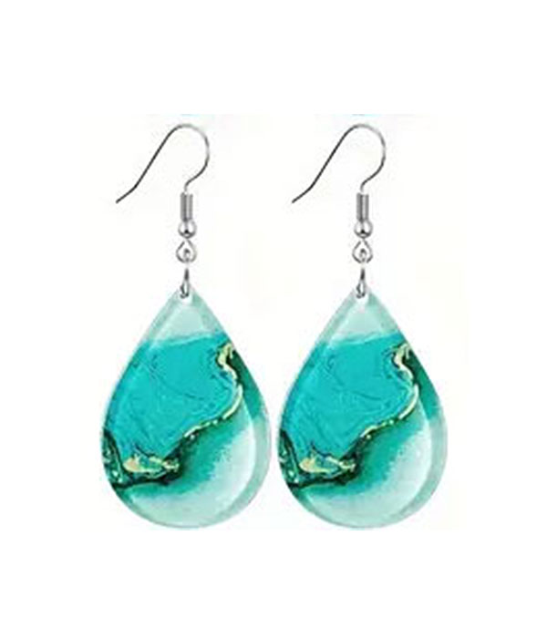 Summer theme acrylic teardrop earring - ocean