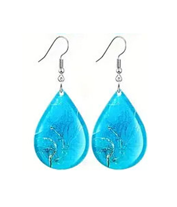Summer theme acrylic teardrop earring - ocean