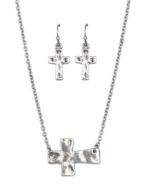 Handcraft cross pendant necklace set