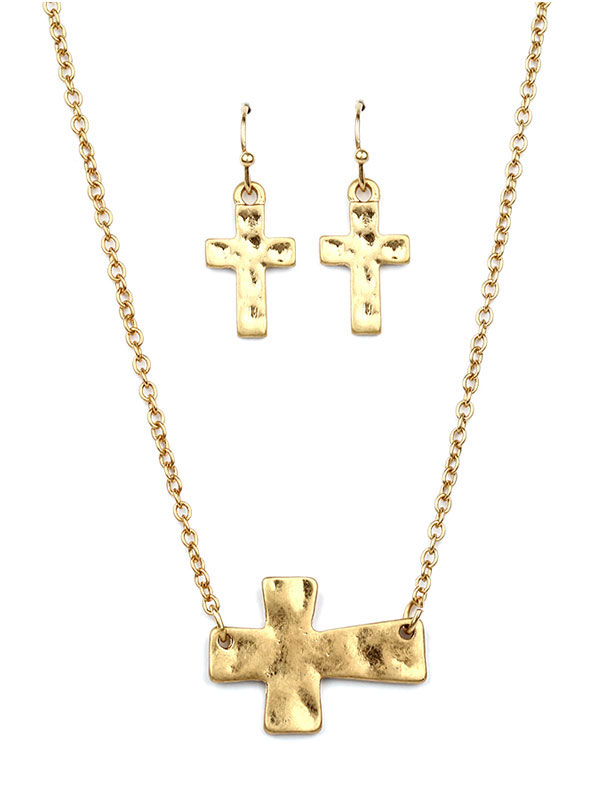 Handcraft cross pendant necklace set
