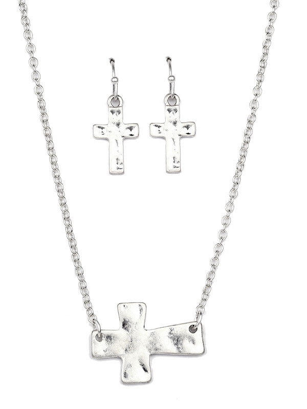 Handcraft cross pendant necklace set