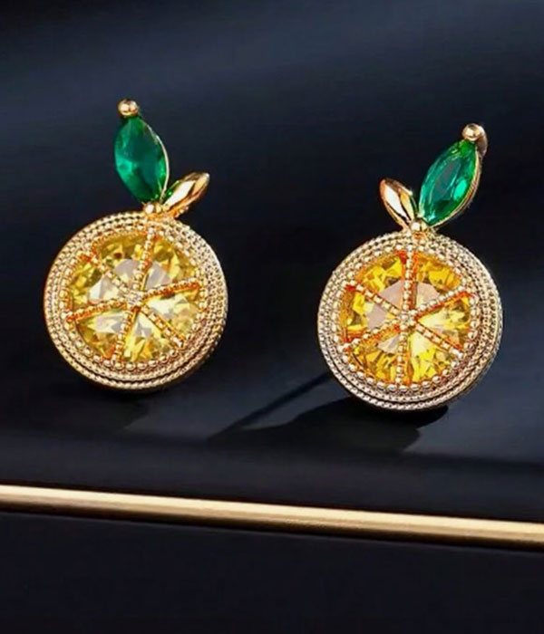 Fruit theme earring - orange