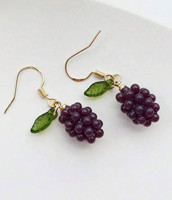 Fruit theme resin earring - grape