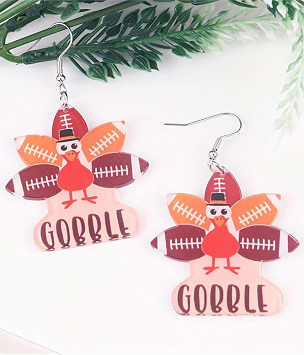 Thanksgiving theme wood earring - turkey