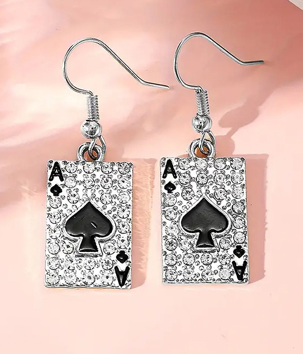 Casino theme ace card earring