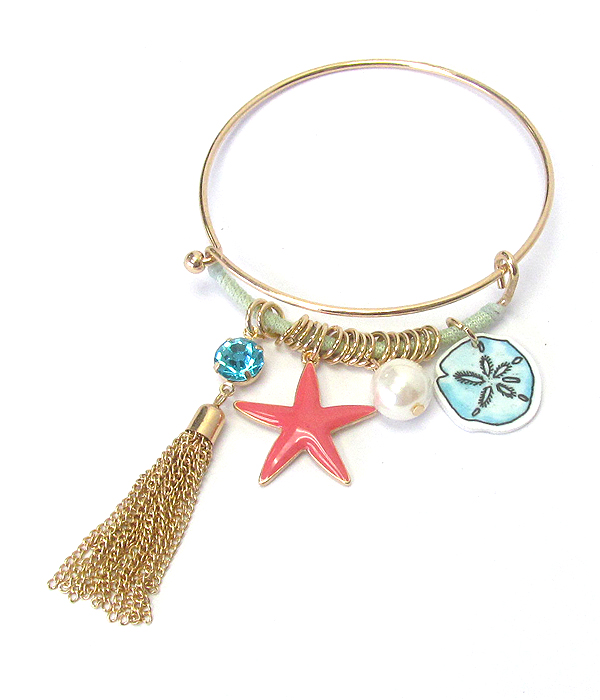 Sealife theme charm wire bangle bracelet