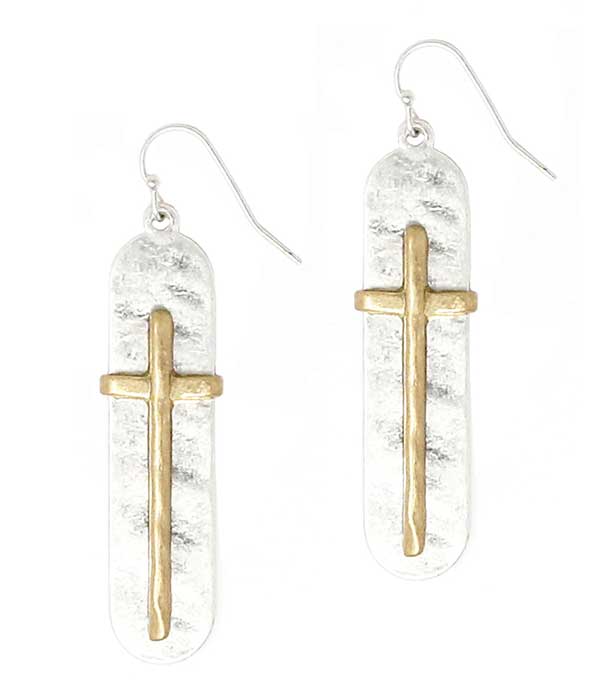 Cross bar drop earring