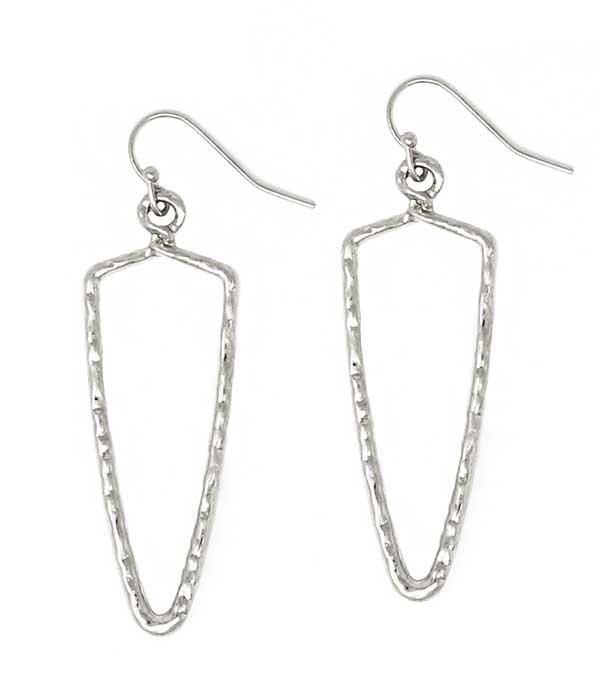 Textured metal arrowhead earring