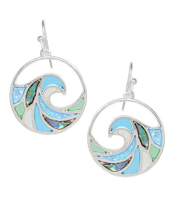Sealife theme window epoxy earring - wave