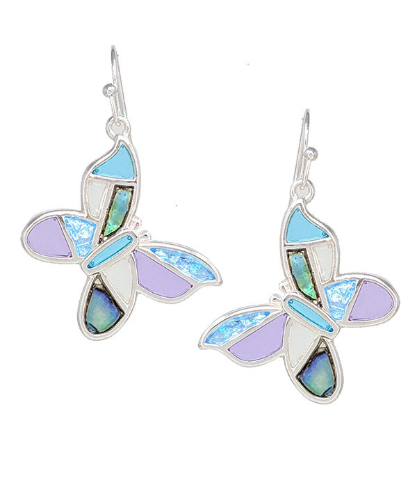 Garden theme window epoxy earring - butterfly
