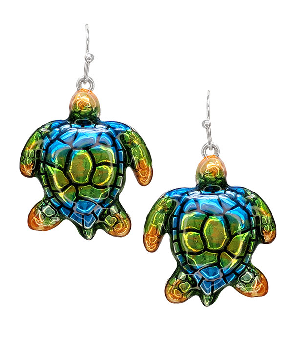 Sealife theme epoxy earring - turtle