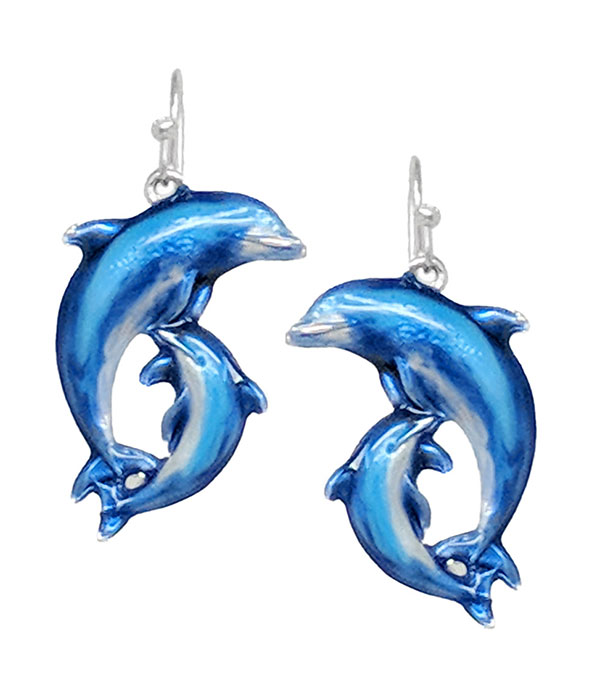 Sealife theme epoxy earring - dolphin