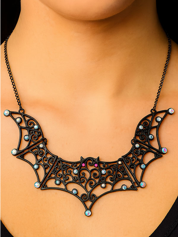 Halloween theme chunky bat necklace