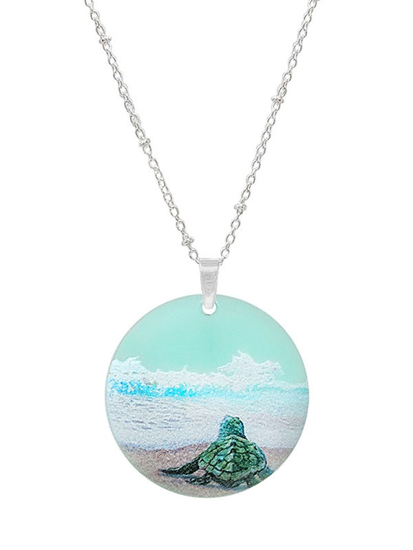 Sealife theme acrylic pendant necklace - turtle