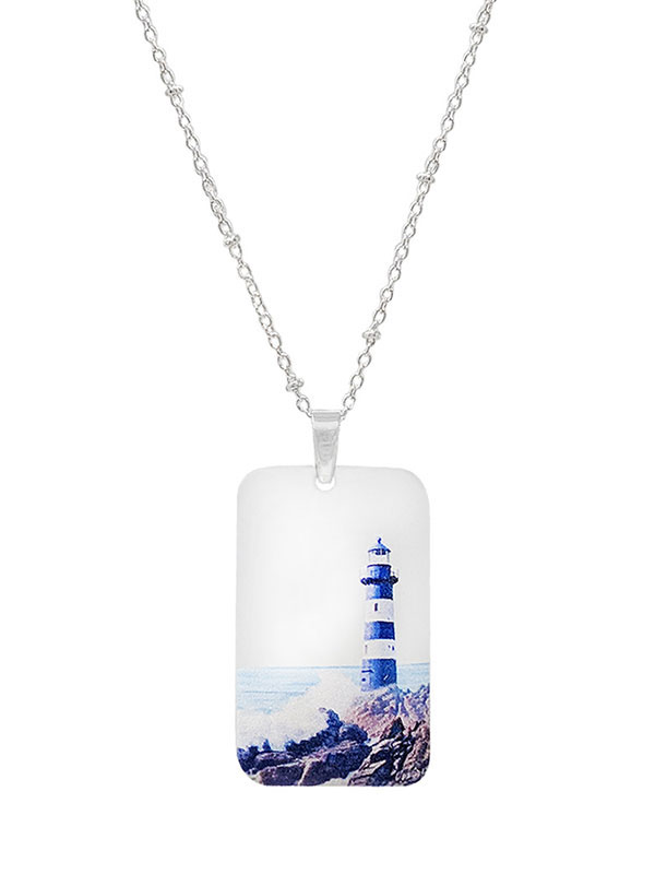 Nautical theme acrylic pendant necklace - light house