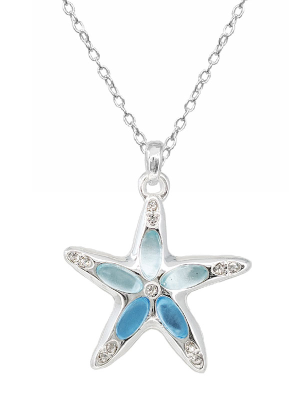 Sealife theme seaglass pendant necklace - starfish