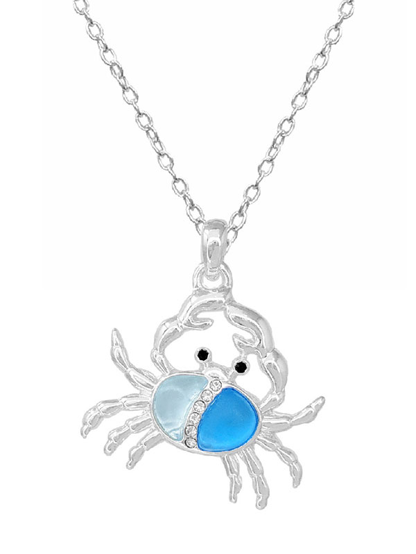 Sealife theme seaglass pendant necklace - crab