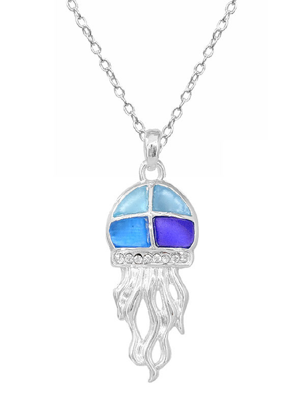 Sealife theme seaglass pendant necklace - jellyfish