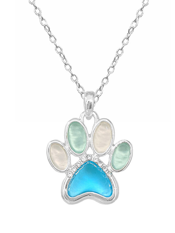 Sealife theme seaglass pendant necklace - paw