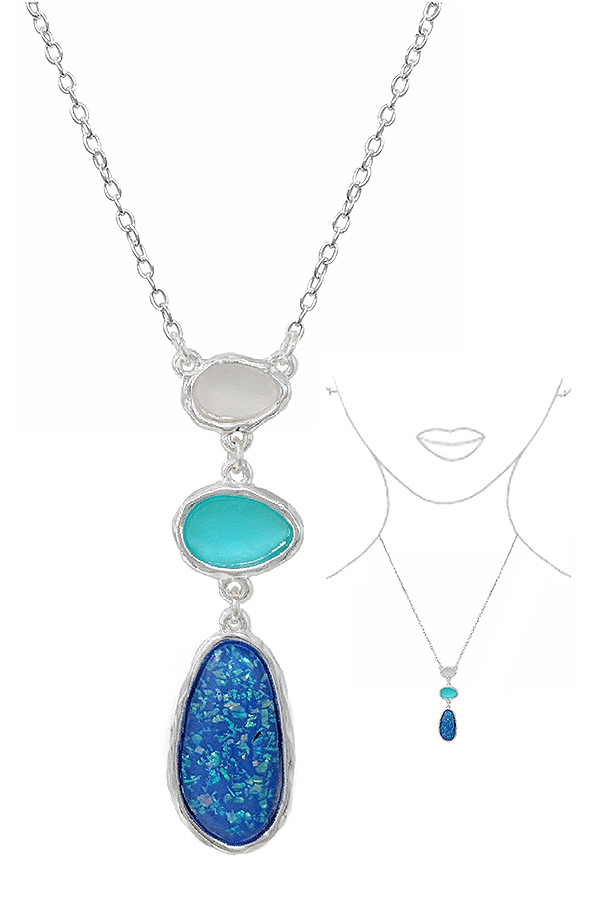 Sealife theme seaglass dangle drop pendant necklace