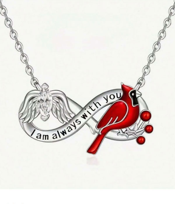 Bird and angel wing pendant necklace - i am always with you