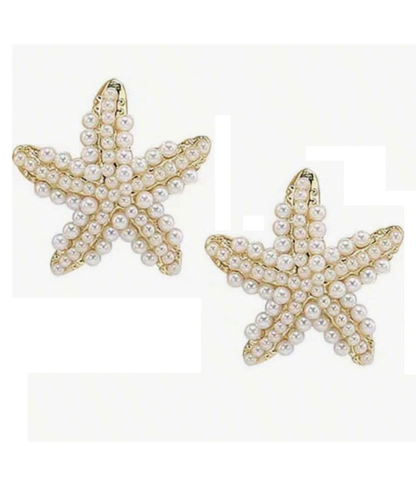 Sealife theme pearl starfish earring
