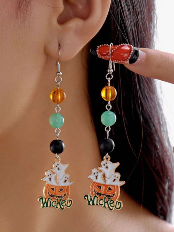 Halloween theme earring - ghost and pumpkin