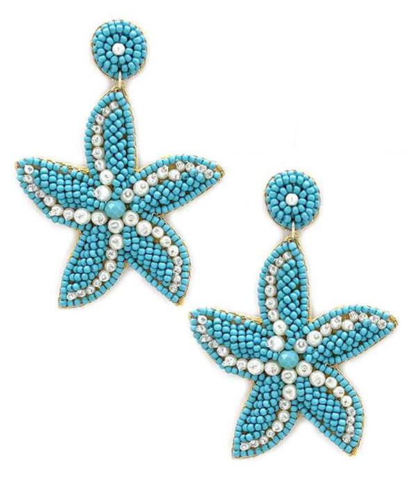 HANDMADE MULTI SEEDBEAD STARFISH EARRING