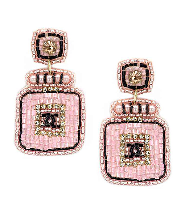 HANDMADE MULTI SEEDBEAD PERFUME BOTTLE EARRING