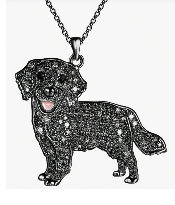 Pet lovers theme dog necklace - black retriever