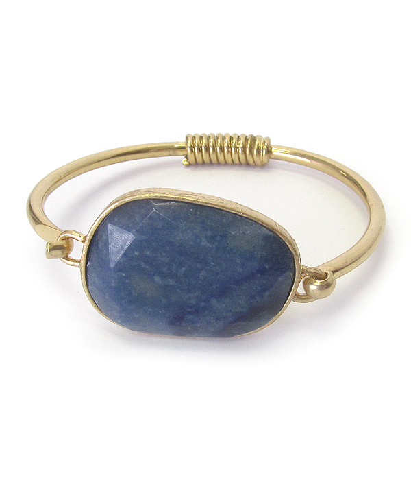 Semi precious stone wire bangle bracelet - blue aventrine