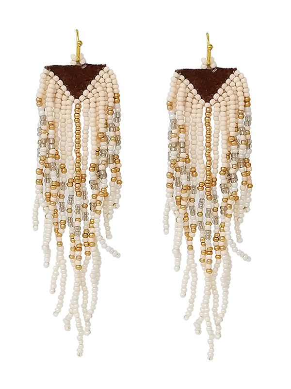 Handmade multi seedbead tassel drop earring