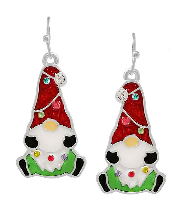 Christmas theme window epoxy earring - santa gnome