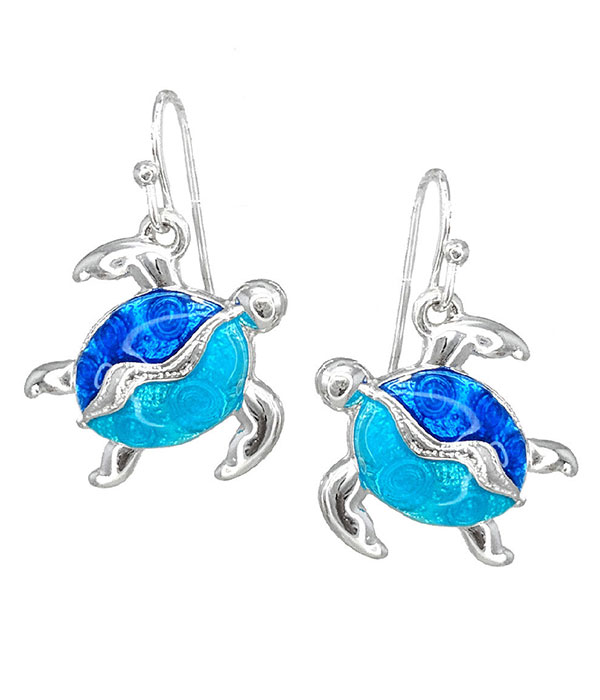 Sealife theme epoxy earring - turtle