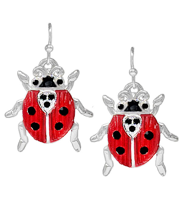 Garden theme ladybug earring