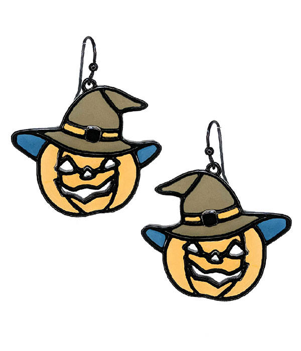 Halloween theme epoxy earring - pumpkin