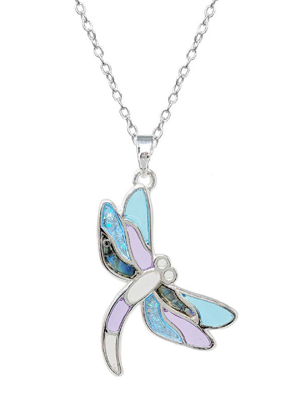 Garden theme window epoxy dragonfly necklace
