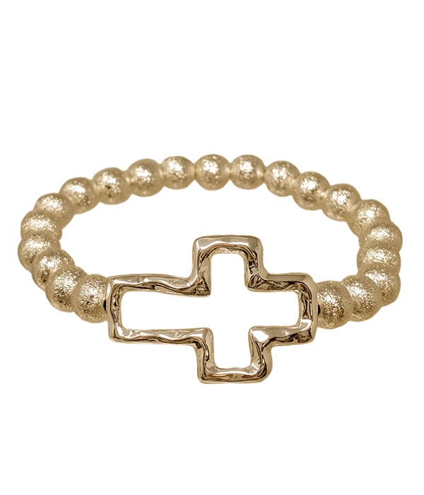 Brass cross stretch bracelet