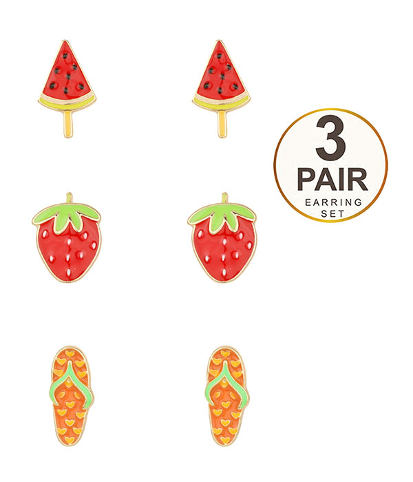 Epoxy 3 pair earring set - flipflop