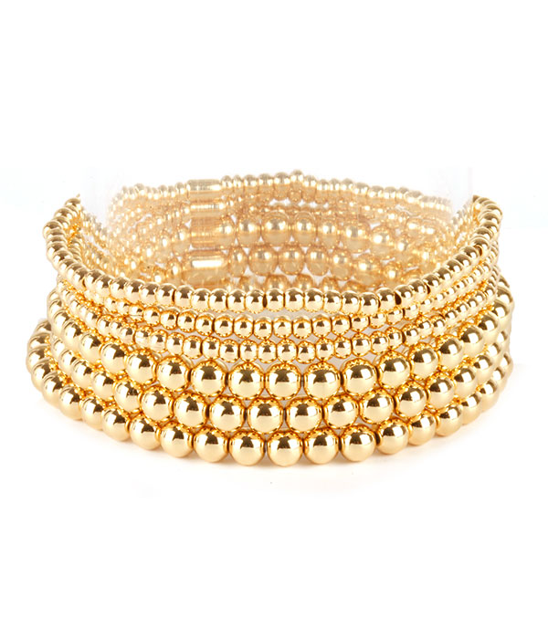 Multi metal ball 6 stretch bracelet set